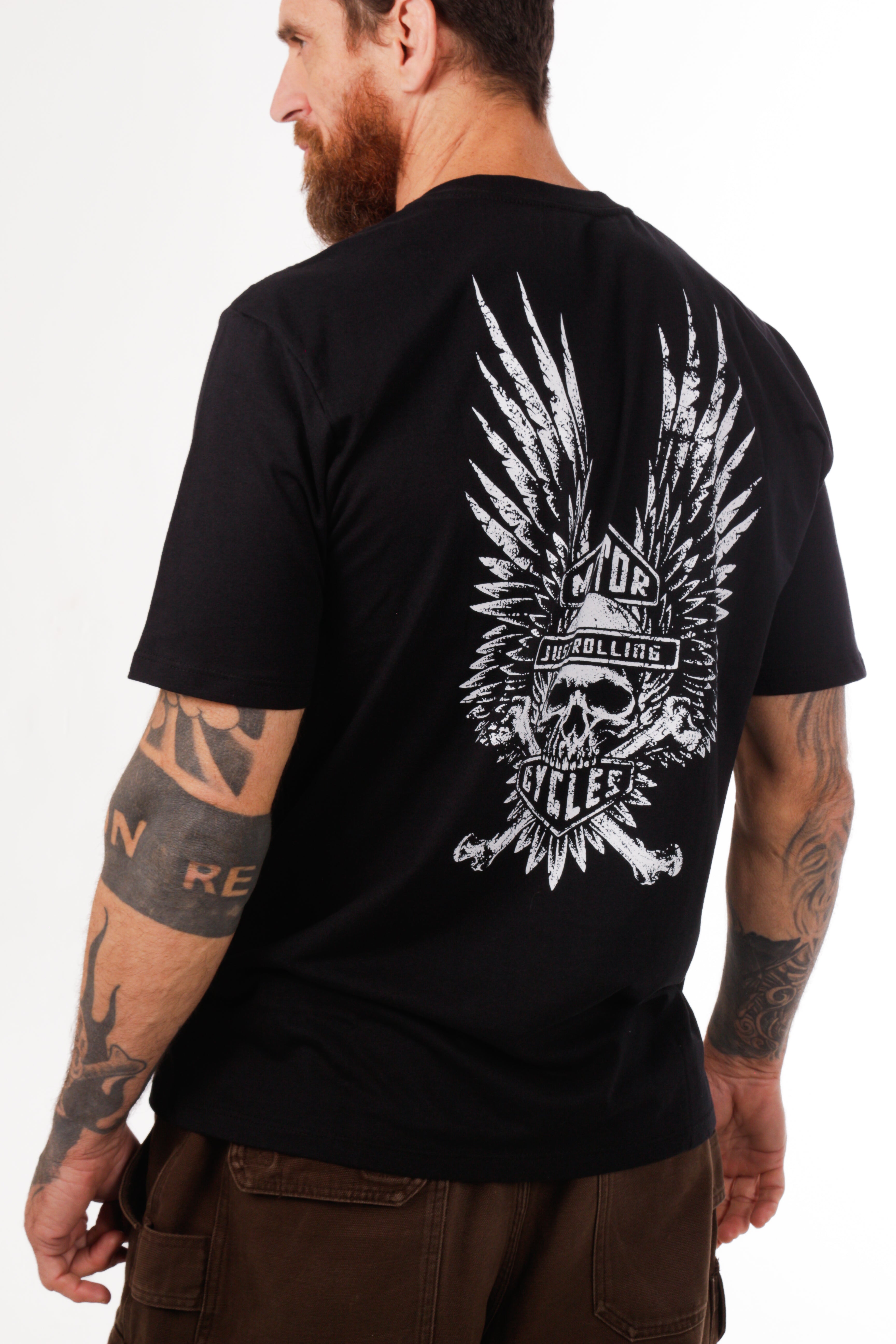 Camiseta Manga Curta "Caveira Alada" - Modelagem Tradicional