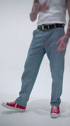 Calça Work Listrada Denim Blue