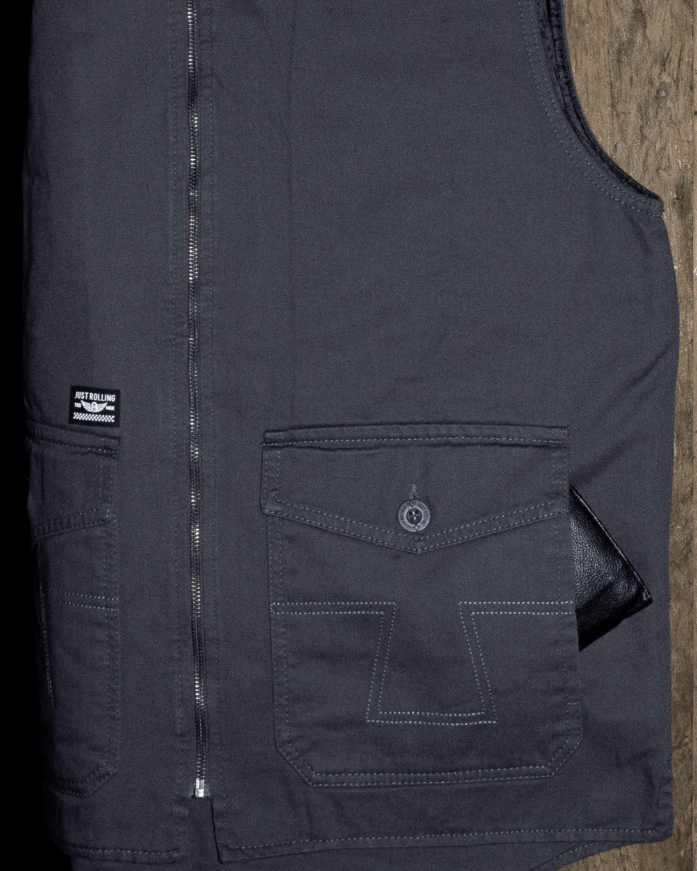 Colete Sarja Caramelo e Chumbo