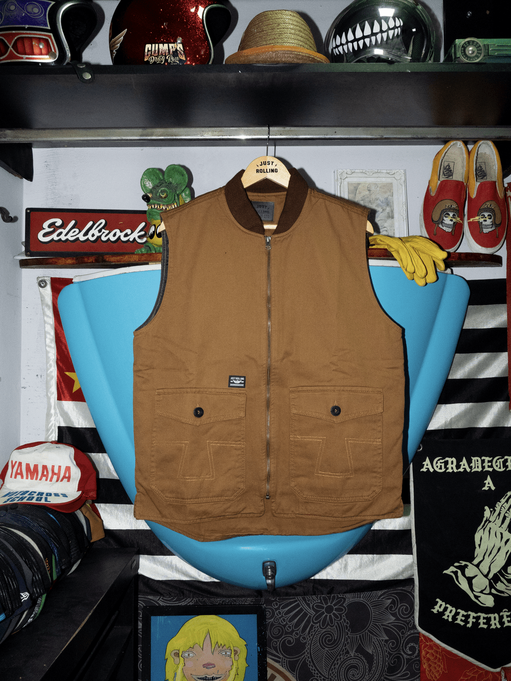 Colete Sarja Caramelo e Chumbo