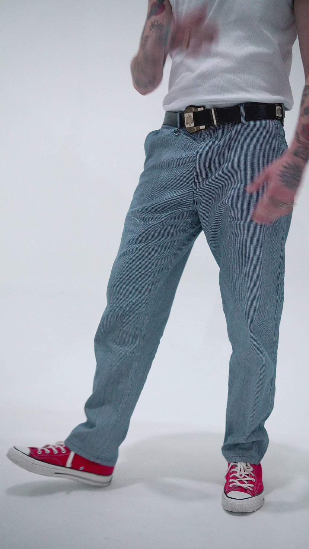 Calça Work Listrada Denim Blue